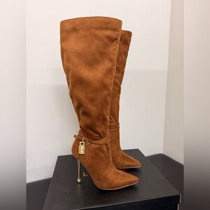 NWT Liliana Tan Suede Heeled Boots